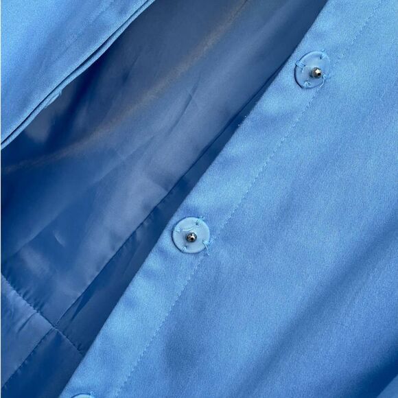 Worthington Woman Strech Vintage Light Blue Mid Length Trench Coat Size 24 Plus - Picture 8 of 12